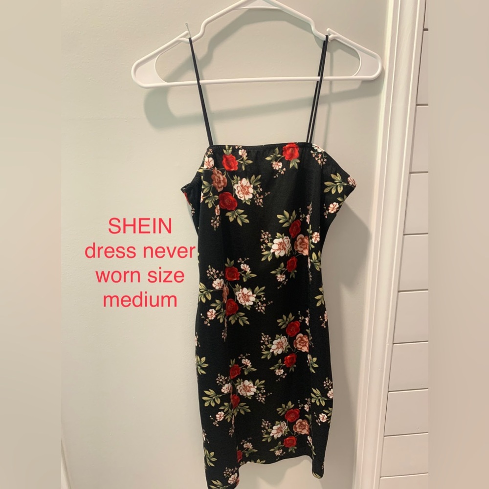 Rose print mini dress